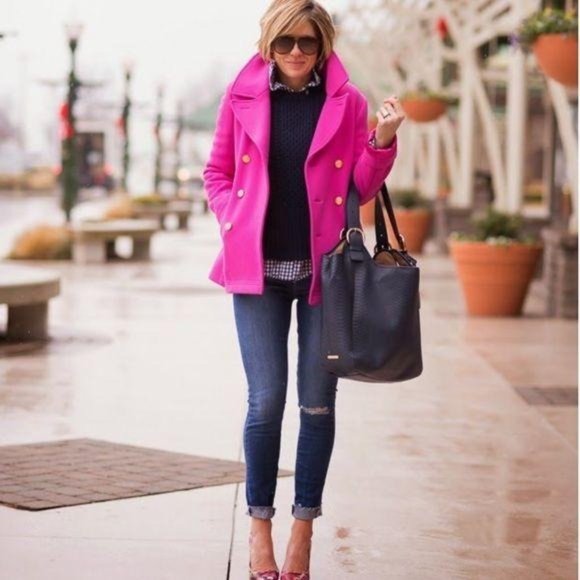 Talbots Jackets & Blazers - Talbots Pink Wool Winter Pea Coat Dress Coat